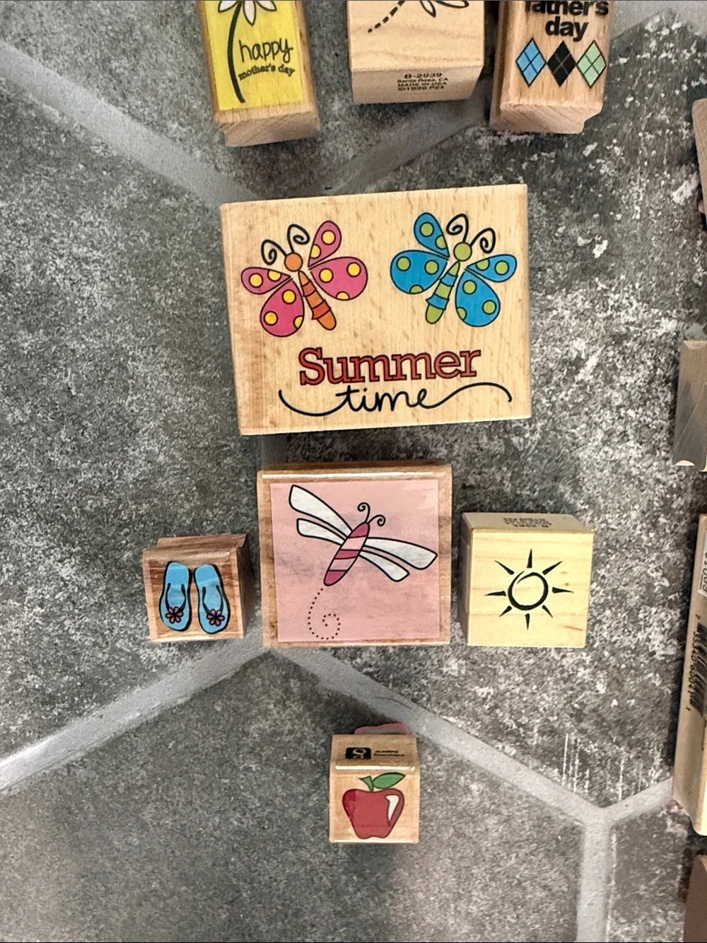 Giant Lot of 43 Mixed Holiday Wooden Rubber Stamps - Assorted Seasonal Designs